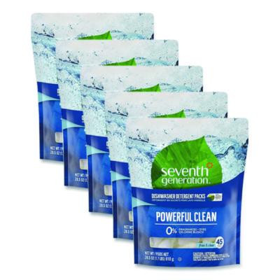 Natural Automatic Dishwasher Detergent Packs, Free And Clear, 45 Powder Packets/Box, 5 Boxes/Carton