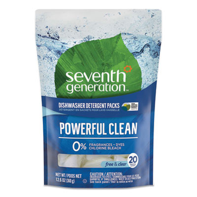 Natural Automatic Dishwasher Detergent Packs, Free And Clear, 45 Powder Packets/Box