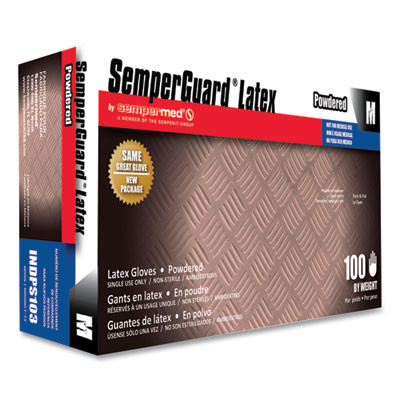Latex Gloves, Powdered, Medium, 4 Mil Thick, 9.45" Long, Cream, 100/Box, 10 Boxes/Carton