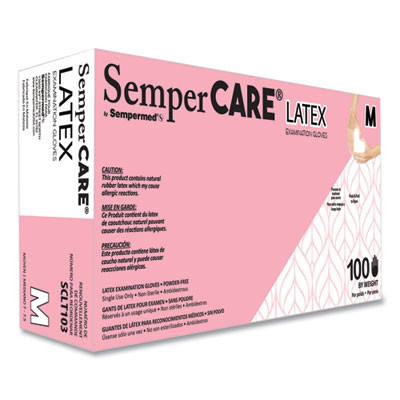 Latex Examination Gloves, Powder-Free, Medium, 5 Mil Thick, 9.45" Long, Cream, 100/Box, 10 Boxes/Carton