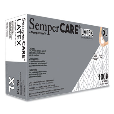 Latex Examination Gloves, Powder-Free, X-Large, 5 Mil Thick, 9.45" Long, Cream, 100/Box, 10 Boxes/Carton