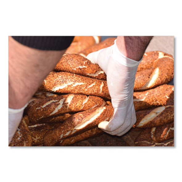 Stretch Vinyl Examination Gloves, Powder-Free, Small, 5 Mil Thick, 9.45" Long, Cream, 100/Box