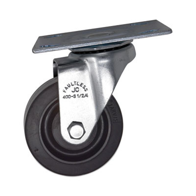 Replacement Plate Casters, Rigid Mount Plate, 3.5" Rubber Wheel, Black