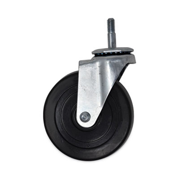 Replacement Bayonet-Stem Swivel Casters, Threaded Stem (0.31" x 1.63"), 5" Hard Rubber Wheel, Black