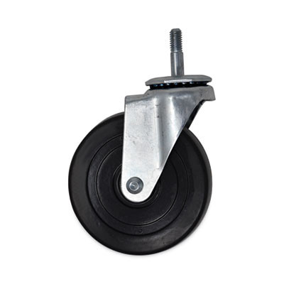 Replacement Bayonet-Stem Swivel Casters, Threaded Stem (0.31" x 1.63"), 5" Hard Rubber Wheel, Black