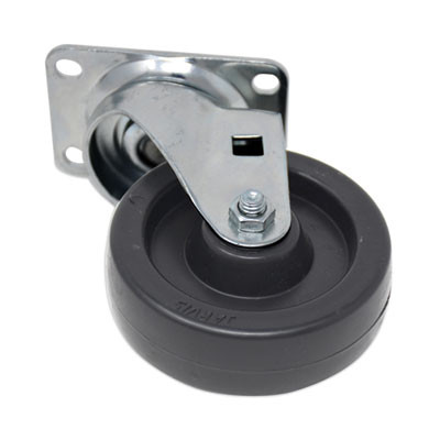 Replacement Plate Casters, Rigid Mount Plate, 4" Phenolic Wheel, Black