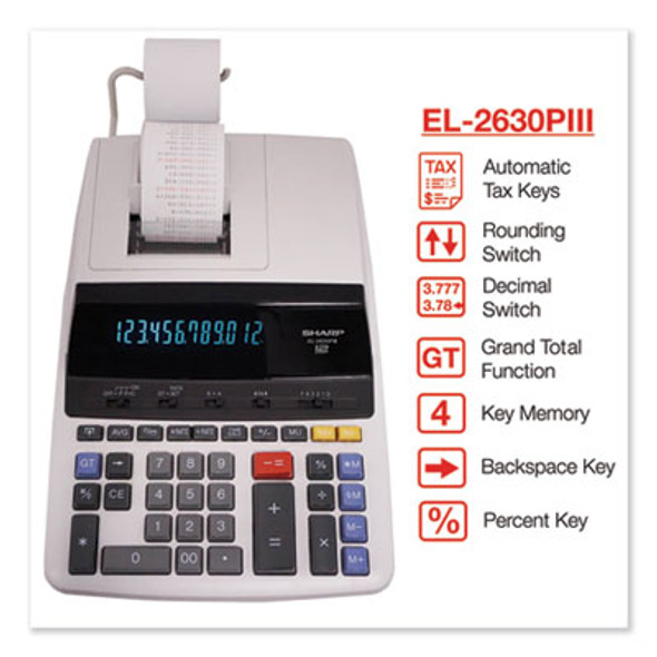 El2630Piii 2-Color Printing Calculator, Black/Red Print, 4.8 Lines/Sec
