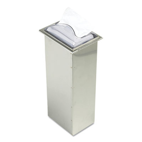 In-Counter Napkin Dispenser, 7 x 5.5 x 19.63, Clear/Stainless Steel