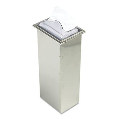 In-Counter Napkin Dispenser, 7 x 5.5 x 19.63, Stainless Steel/Clear