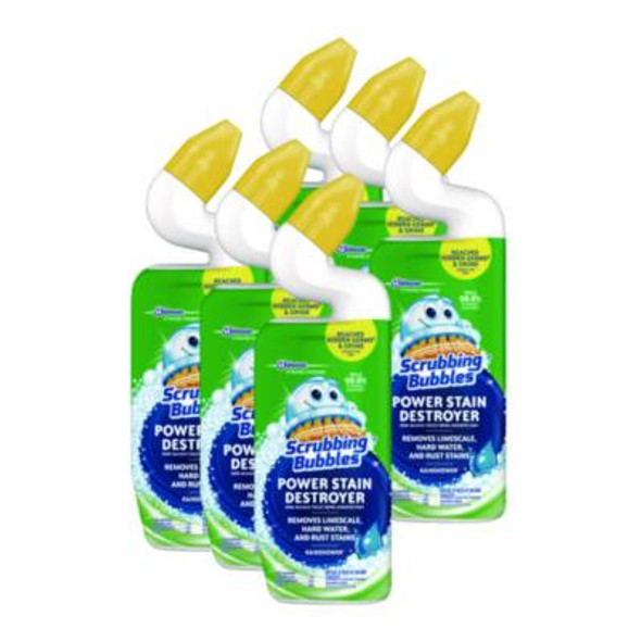 Power Stain Destroyer Toilet Bowl Disinfectant, Rainshower Scent, 24 Oz Bottle, 6/Carton