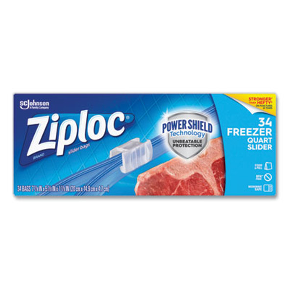 Slider Freezer Bags, 32 Oz, 5.88" x 1.88" x 7.88", Clear, 34/Box