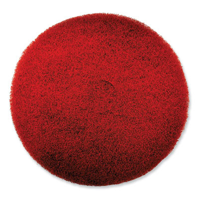 Ez Care Heavy Duty Scrub Pad, 16" Diameter, Red/Gray, 5/Carton