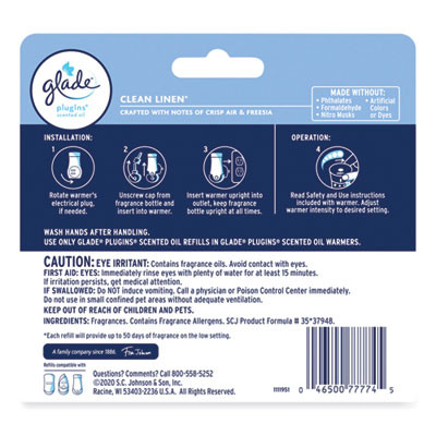 Plugins Scented Oil Refill, Clean Linen, 0.67 Oz, 5/Pack