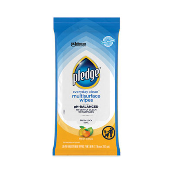 Multi-Surface Cleaner Wet Wipes, Cloth, 7 x 10, Fresh Citrus, White, 25 Wipes