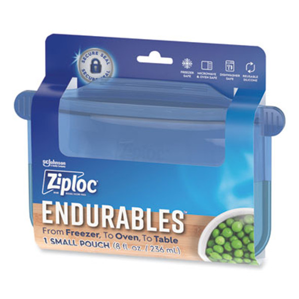 Endurables Silicone Pouches, Small, 8 Oz, 7.4" x 5.9", Clear, 8/Carton