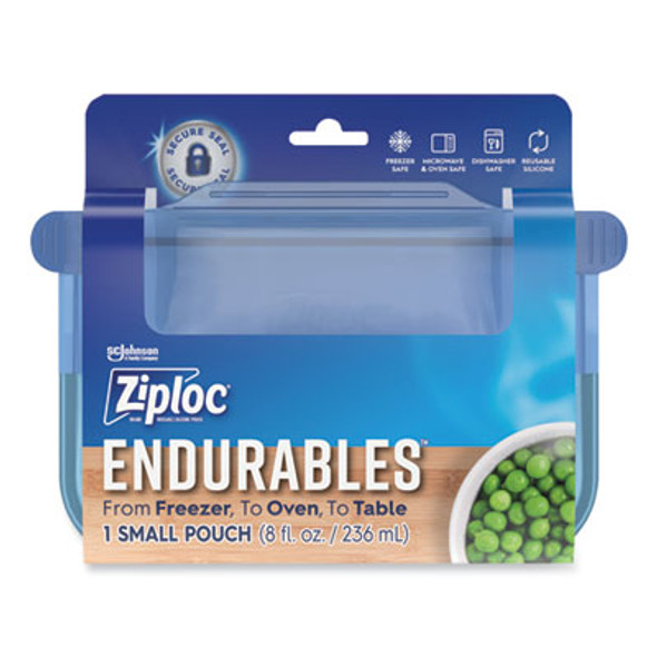 Endurables Silicone Pouches, Small, 8 Oz, 7.4" x 5.9", Clear, 8/Carton
