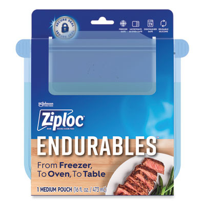 Endurables Silicone Pouches, Medium, 16 Oz, 4.4" x 7.9", Clear, 8/Carton