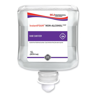 Instantfoam Non-Alcohol Pure Hand Sanitizer, 1 L Refill Cartridge, Unscented, 6/Carton
