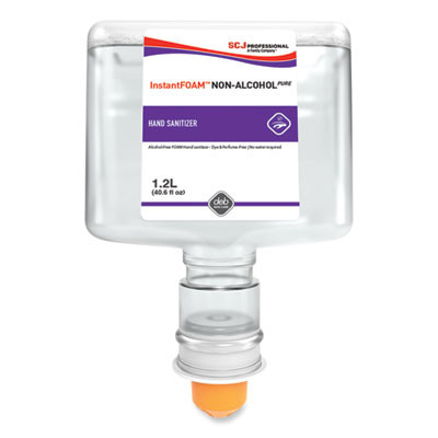 Instantfoam Non-Alcohol Pure Hand Sanitizer, 1.2 L Touch Free Refill Cartridge, Unscented, 3/Carton