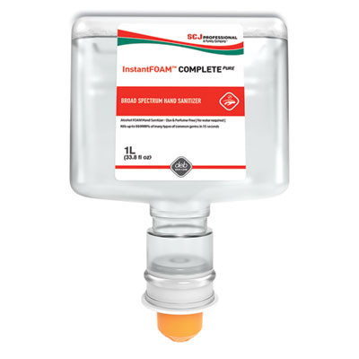 Instantfoam Complete Pure Alcohol Hand Sanitizer, 1 L Refill, Fragrance-Free, 3/Carton