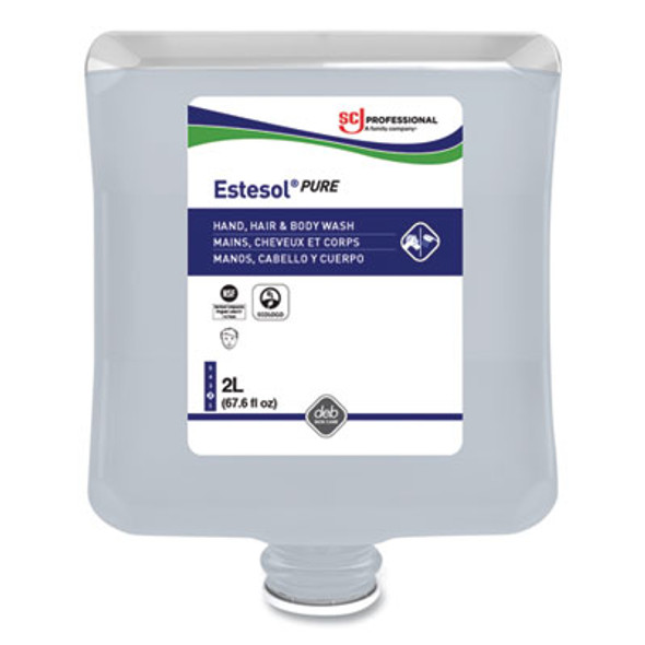 Estesol Pure Hand, Hair And Body Cleaner, Fragrance-Free, 2 L Cartridge Refill, 4/Carton