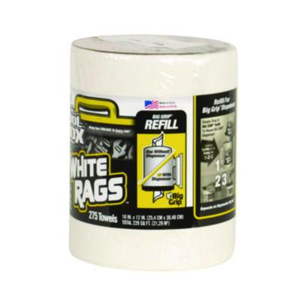Z300 Wipers Big Grip Refill, 1-Ply, 10 x 12, White, 6/Carton