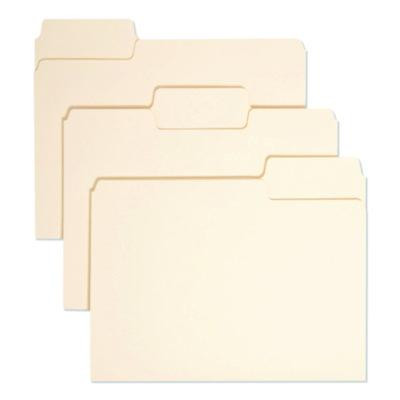 Supertab Top Tab File Folders, 1/3-Cut Tabs: Assorted, Letter Size, 0.75" Expansion, 11-Pt Manila, 100/Box