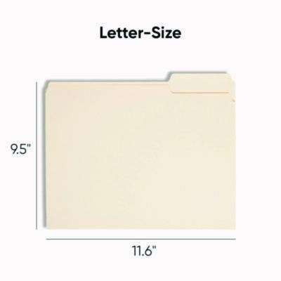 Manila File Folders, 1/3-Cut Tabs: Assorted, Letter-Size, 0.75" Expansion, Manila, 100/Box