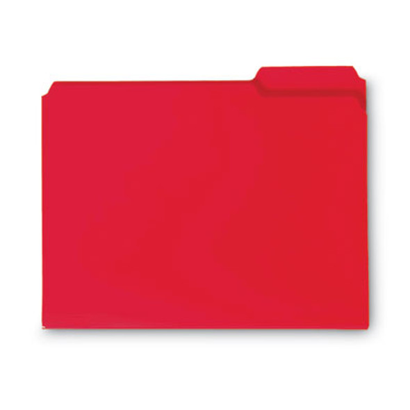 Top Tab Poly Colored File Folders, 1/3-Cut Tabs: Assorted, Letter Size, 0.75" Expansion, Red, 24/Box