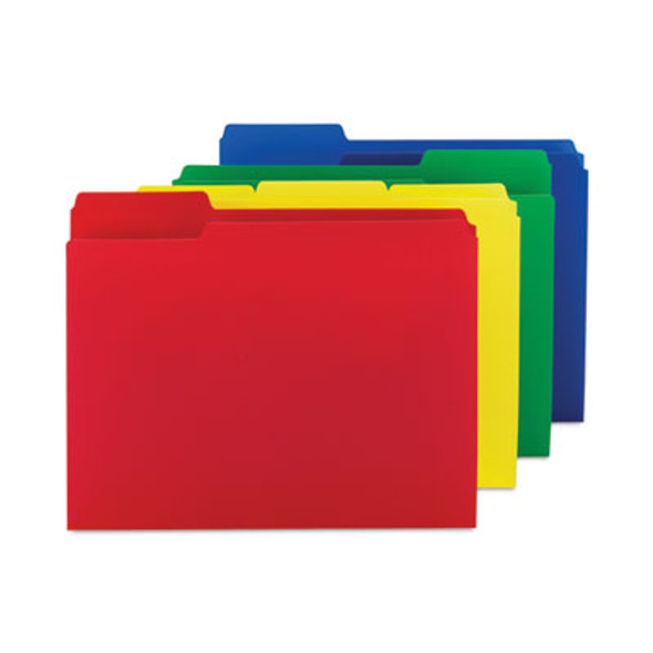Top Tab Poly Colored File Folders, 1/3-Cut Tabs: Assorted, Letter Size, 0.75" Expansion, Assorted Colors,12/Pack