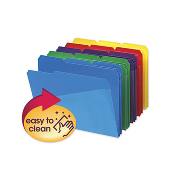 Poly Colored File Folders With Slash Pocket, 1/3-Cut Tabs: Assorted, Letter Size, 0.75" Expansion, Assorted Colors, 30/Box