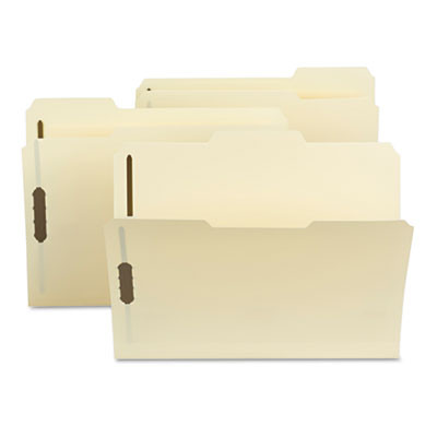 Poly Top Tab Fastener Folders, 1/3-Cut Tab: Assorted, Expands 0.75", 2 Fasteners, Letter Size, Manila, 24/Box