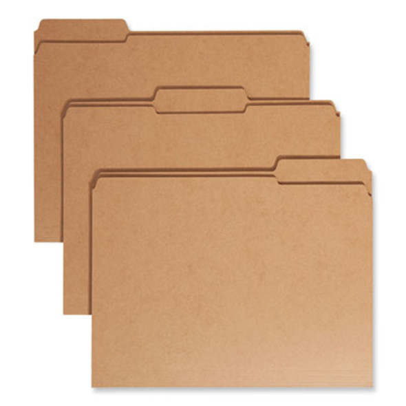 Heavyweight Kraft File Folder, 1/3-Cut Tabs: Assorted, Letter Size, 0.75" Expansion, 11-Pt Kraft, Brown, 100/Box