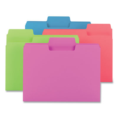 Supertab Colored File Folders, 1/3-Cut Tabs: Assorted, Letter Size, 0.75" Expansion, 11-Pt Stock, Assorted Colors, 24/Pack