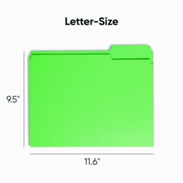 Colored File Folders, 1/3-Cut Tabs: Assorted, Letter Size, 0.75" Expansion, Green, 100/Box