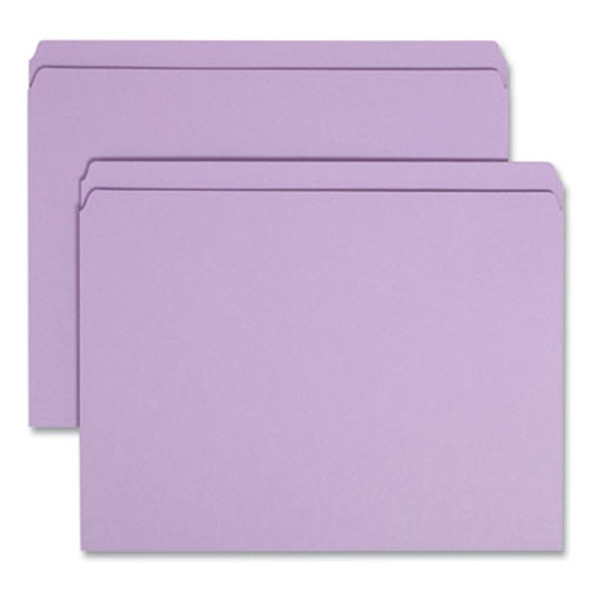 Reinforced Top Tab Colored File Folders, Straight Tabs, Letter Size, 0.75" Expansion, Lavender, 100/Box