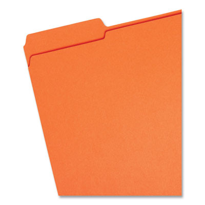 Reinforced Top Tab Colored File Folders, 1/3-Cut Tabs: Assorted, Letter Size, 0.75" Expansion, Orange, 100/Box