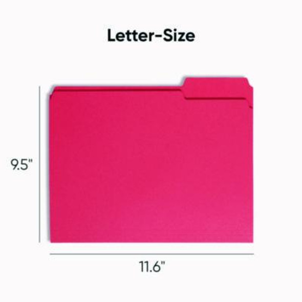 Colored File Folders, 1/3-Cut Tabs: Assorted, Letter Size, 0.75" Expansion, Red, 100/Box