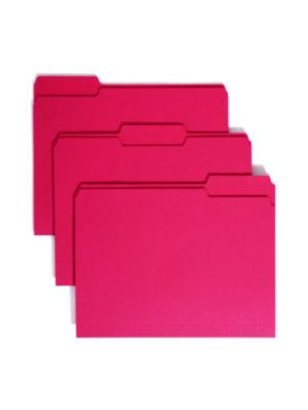 Colored File Folders, 1/3-Cut Tabs: Assorted, Letter Size, 0.75" Expansion, Red, 100/Box
