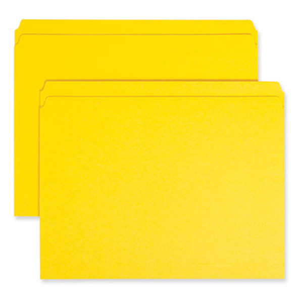 Reinforced Top Tab Colored File Folders, Straight Tabs, Letter Size, 0.75" Expansion, Yellow, 100/Box