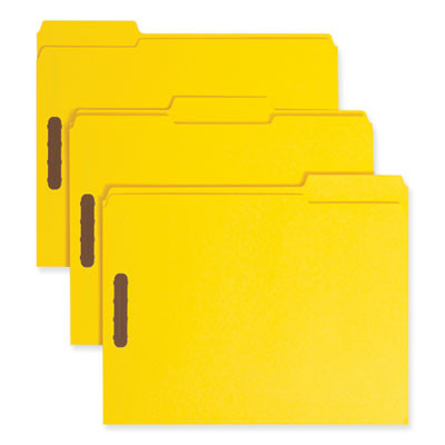 Top Tab Colored Fastener Folders, 1/3-Cut Tab: Assorted, Expands 0.75", 2 Fasteners, Letter Size, Yellow, 50/Box