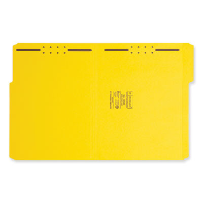 Top Tab Colored Fastener Folders, 1/3-Cut Tab: Assorted, Expands 0.75", 2 Fasteners, Letter Size, Yellow, 50/Box