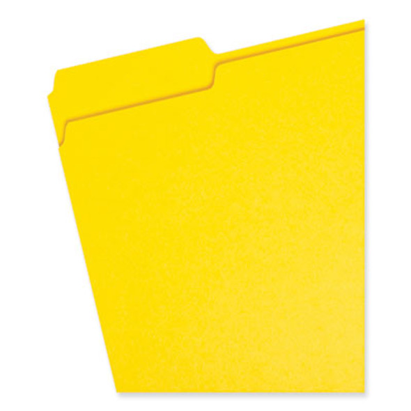 Colored File Folders, 1/3-Cut Tabs: Assorted, Letter Size, 0.75" Expansion, Yellow, 100/Box