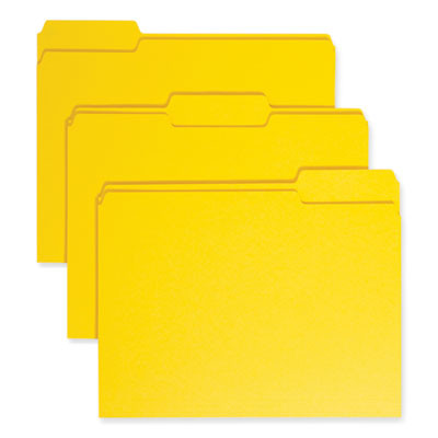 Colored File Folders, 1/3-Cut Tabs: Assorted, Letter Size, 0.75" Expansion, Yellow, 100/Box