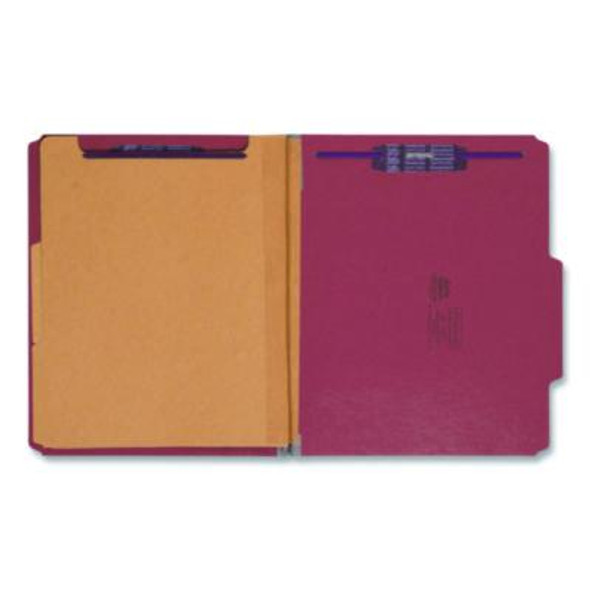 Six-Section Pressboard Top Tab Classification Folders, Six Safeshield Fasteners, 2 Dividers, Letter Size, Bright Red, 10/Box