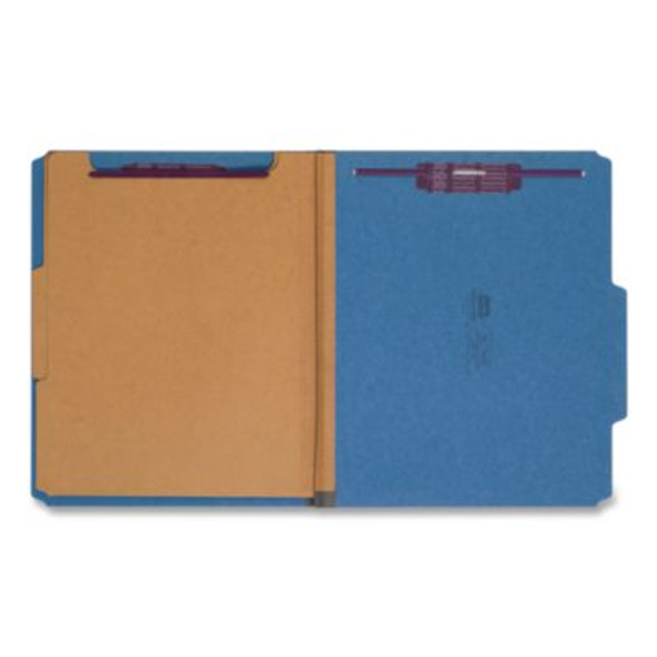Pressboard Top Tab Classification Folders, Expands 2", 2 Dividers, 6 Safeshield Fasteners, Letter Size, Dark Blue, 10/Box