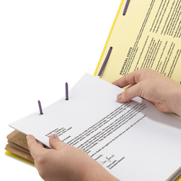 Eight-Section Pressboard Top Tab Classification Folders, Eight Safeshield Fasteners, 3 Dividers, Letter Size, Yellow, 10/Box