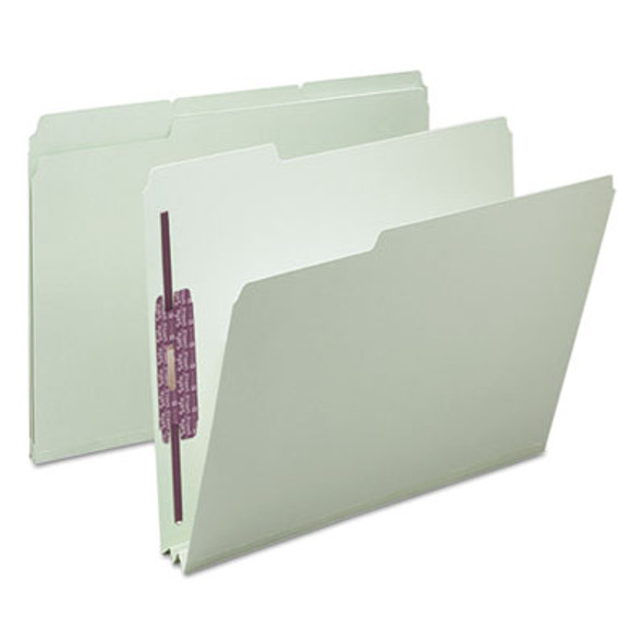 Recycled Pressboard Fastener Folders, 1/3-Cut Tabs, Two Safeshield Fasteners, 2" Expansion, Letter Size, Gray-Green, 25/Box