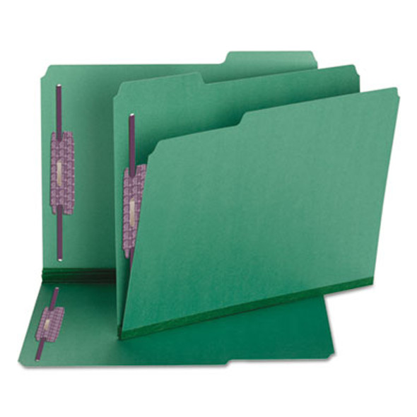 Colored Pressboard Fastener Folders With Safeshield Coated Fasteners, 2" Expansion, 2 Fasteners, Letter Size, Green, 25/Box