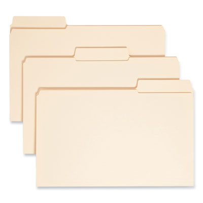 Supertab Reinforced Guide Height Top Tab Folders, 1/3-Cut Tabs: Assorted, Legal Size, 0.75" Expansion, Manila, 100/Box